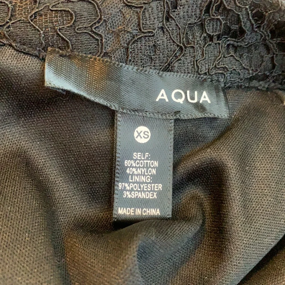 Aqua Puff Sleeve Black Lace Top Size XS - Picture 4 of 5